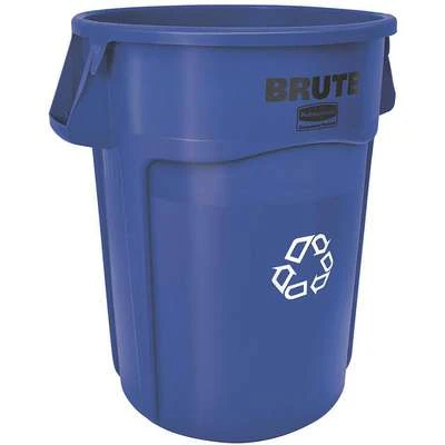 Rubbermaid Recycling Can: Round, Open Top, Blue, 44 Gal Capacity, 24 In Wd/Dia 3 Rubbermaid Recycling Can: Round, Open Top, Blue, 44 Gal Capacity, 24 In Wd/Dia