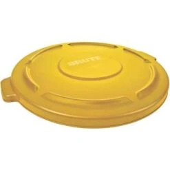 Rubbermaid BRUTE Series Trash Can Top, Round, Flat, 32 Gal., Yellow