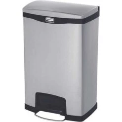 Rubbermaid Slim Jim 13 Gal. Rectangular Flat Top Utility Trash Can, 28-21/32"H, Black