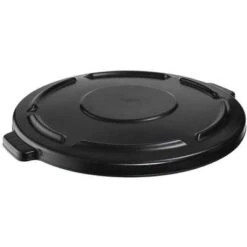 Rubbermaid BRUTE Series Trash Can Top, Round, Flat, 44 Gal., Black