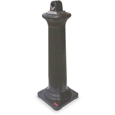 Rubbermaid 1 Gal. Cigarette Receptacle, 38-1/4" Height, 13" Base Dia., Plastic, Black 3 Rubbermaid 1 Gal. Cigarette Receptacle, 38-1/4" Height, 13" Base Dia., Plastic, Black