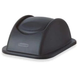 Rubbermaid Untouchable Rectangular Dome Top Trash Can Top For 10-1/2 Gal., Black