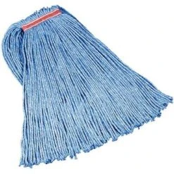 Rubbermaid Wet Mop: Synthetic, 16 Oz. Dry Wt, 1 In Headband Size, Blue, 12 PK