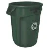 Rubbermaid Recycling Can: Green, 32 Gal Capacity, 22 In Wd/Dia, 27 1/4 In Ht