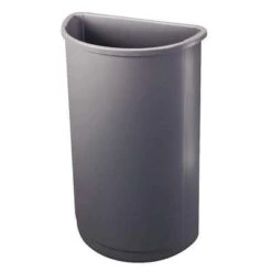 Rubbermaid Trash Can, 21 Gal, Stationary, Half-Round, Plastic, Gray