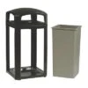 Rubbermaid Landmark Series 50 Gal. Square Canopy Top Decorative Trash Can, 46-1/2"H, Black -Rubbermaid PI Asset 1279954