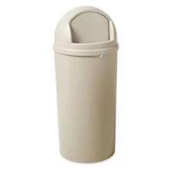 Rubbermaid Marshal 15 Gal. Round Dome Top Utility Trash Can, 36-1/2"H, Beige