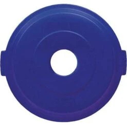 Rubbermaid BRUTE Series Bottle And Can Recycling Top, Round, Flat, 32 Gal, Blue