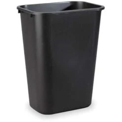 Rubbermaid Wastebasket, 10 Gal, Stationary, Rectangular, Plastic, Black