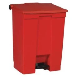 Rubbermaid Step Can, 18 Gal, Stationary, Rectangular, Plastic, Red