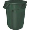 Rubbermaid Trash Can, 32 Gal, Stationary, Round, Plastic, Green -Rubbermaid PI Asset 1338591