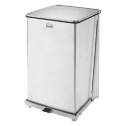 Rubbermaid Step Can, 25 Gal, Stationary, Square, Metal, Silver