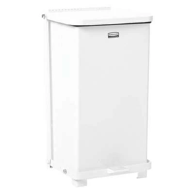 Rubbermaid Step Can, 12 Gal, Stationary, Square, Metal, White 3 Rubbermaid Step Can, 12 Gal, Stationary, Square, Metal, White