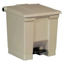 Rubbermaid Step Can, 8 Gal, Stationary, Rectangular, Plastic, Beige