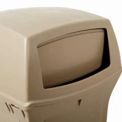 Rubbermaid Trash Can, 35 Gal, Stationary, Square, Plastic, Beige -Rubbermaid PI Asset 1495513