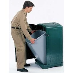 Rubbermaid Trash Can, 50 Gal, Stationary, Square, Plastic, Green -Rubbermaid PI Asset 1756335