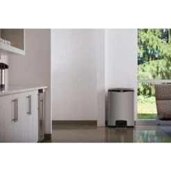 Rubbermaid Step Can, 24 Gal, Stationary, Rectangular, Metal, Silver -Rubbermaid PI Asset 1761392