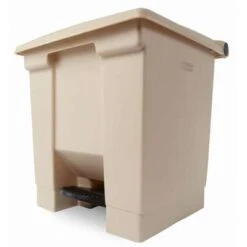 Rubbermaid Step Can, 8 Gal, Stationary, Rectangular, Plastic, Beige -Rubbermaid PI Asset 1766598