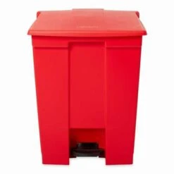 Rubbermaid Step Can, 18 Gal, Stationary, Rectangular, Plastic, Red -Rubbermaid PI Asset 1768287