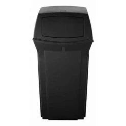 Rubbermaid Trash Can, 35 Gal, Stationary, Square, Plastic, Black -Rubbermaid PI Asset 1768388