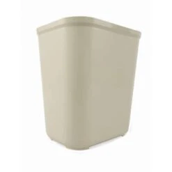 Rubbermaid Fire-Resistant Wastebasket, 7 Gal, Stationary, Rectangular, Plastic, Beige -Rubbermaid PI Asset 1768706