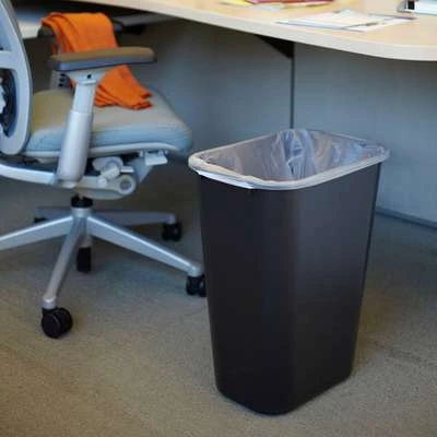 Rubbermaid Wastebasket, 10 Gal, Stationary, Rectangular, Plastic, Black 6 Rubbermaid Wastebasket, 10 Gal, Stationary, Rectangular, Plastic, Black - Image 4