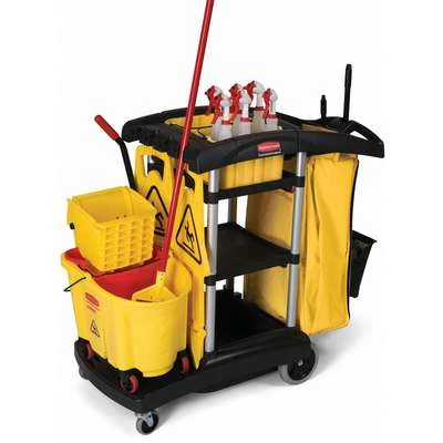 Rubbermaid Black, Janitor Cart, Overall Length 49-3/4", Overall Width 22-19/64", Overall Height 44-1/2" 4 Rubbermaid Black, Janitor Cart, Overall Length 49-3/4", Overall Width 22-19/64", Overall Height 44-1/2" - Image 2