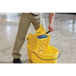 Rubbermaid Mop Bucket And Wringer: 8 3/4 Gal Capacity, Yellow, Side Press 9 Rubbermaid Mop Bucket And Wringer: 8 3/4 Gal Capacity, Yellow, Side Press -Rubbermaid PI Asset 1990889