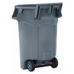 Rubbermaid Vented Trash Can, 44 Gal, Wheeled, Round, Plastic, Gray -Rubbermaid PI Asset 1991235