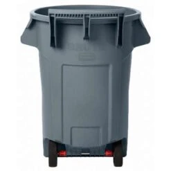 Rubbermaid Vented Trash Can, 44 Gal, Wheeled, Round, Plastic, Gray -Rubbermaid PI Asset 1993245