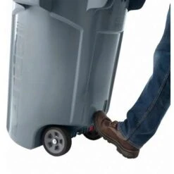 Rubbermaid Vented Trash Can, 44 Gal, Wheeled, Round, Plastic, Gray -Rubbermaid PI Asset 1994286