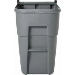 Rubbermaid BRUTE 95 Gal. Rectangular Flat Top Roll Out Trash Can, 45-13/32"H, Gray -Rubbermaid PI Asset 927433