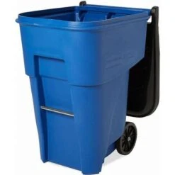 Rubbermaid BRUTE 95 Gal. Rectangular Flat Top Roll Out Trash Can, 45-13/32"H, Blue -Rubbermaid PI Asset 927440