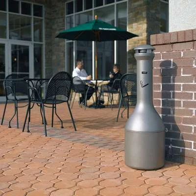 Rubbermaid 4 Gal. Cigarette Receptacle, 39" Height, 13" Base Dia., Metal, Pewter 4 Rubbermaid 4 Gal. Cigarette Receptacle, 39" Height, 13" Base Dia., Metal, Pewter - Image 2