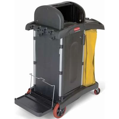 Rubbermaid Black Microfiber Janitor Cart, 48-1/4"L X 22"W X 53-1/2"H, Number Of Shelves: 1 4 Rubbermaid Black Microfiber Janitor Cart, 48-1/4"L X 22"W X 53-1/2"H, Number Of Shelves: 1 - Image 2
