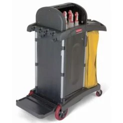 Rubbermaid Black Microfiber Janitor Cart, 48-1/4"L X 22"W X 53-1/2"H, Number Of Shelves: 1 12 Rubbermaid Black Microfiber Janitor Cart, 48-1/4"L X 22"W X 53-1/2"H, Number Of Shelves: 1 -Rubbermaid PI Asset 928038