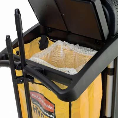Rubbermaid Black Microfiber Janitor Cart, 48-1/4"L X 22"W X 53-1/2"H, Number Of Shelves: 1 6 Rubbermaid Black Microfiber Janitor Cart, 48-1/4"L X 22"W X 53-1/2"H, Number Of Shelves: 1 - Image 4