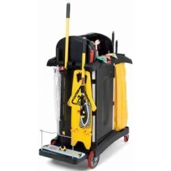 Rubbermaid Black Microfiber Janitor Cart, 48-1/4"L X 22"W X 53-1/2"H, Number Of Shelves: 1 15 Rubbermaid Black Microfiber Janitor Cart, 48-1/4"L X 22"W X 53-1/2"H, Number Of Shelves: 1 -Rubbermaid PI Asset 928041