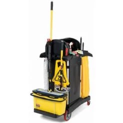 Rubbermaid Black Microfiber Janitor Cart, 48-1/4"L X 22"W X 53-1/2"H, Number Of Shelves: 1 16 Rubbermaid Black Microfiber Janitor Cart, 48-1/4"L X 22"W X 53-1/2"H, Number Of Shelves: 1 -Rubbermaid PI Asset 928042