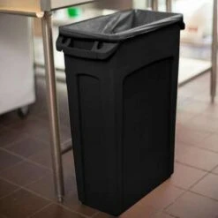 Rubbermaid Slim Jim 23 Gal. Rectangular Open Top Utility Trash Can, 30"H, Black 13 Rubbermaid Slim Jim 23 Gal. Rectangular Open Top Utility Trash Can, 30"H, Black -Rubbermaid PI Asset 930216