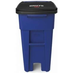Rubbermaid BRUTE 32 Gal. Rectangular Flat Top Roll Out Trash Can, 37-5/32"H, Blue -Rubbermaid PI Asset 948597