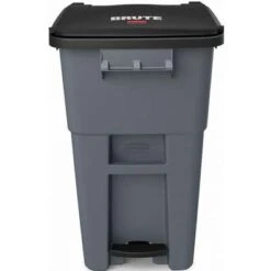 Rubbermaid BRUTE 50 Gal. Rectangular Flat Top Roll Out Trash Can, 39-37/64"H, Gray -Rubbermaid PI Asset 948602