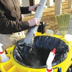 Rubbermaid 1 Gal. Cigarette Receptacle, 39-1/2" Height, 12-1/4" Base Dia., Plastic, Tan -Rubbermaid PI Asset 949523