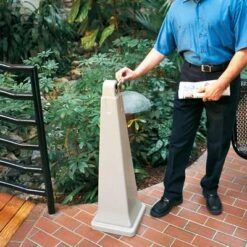 Rubbermaid 1 Gal. Cigarette Receptacle, 39-1/2" Height, 12-1/4" Base Dia., Plastic, Tan -Rubbermaid PI Asset 949524
