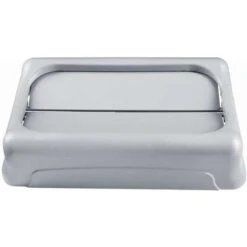 Rubbermaid Slim Jim Series Trash Can Top, Rectangular, Drop, 23 Gal., Gray -Rubbermaid PI Asset 950014