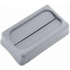 Rubbermaid Slim Jim Series Trash Can Top, Rectangular, Drop, 23 Gal., Gray -Rubbermaid PI Asset 950015