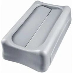 Rubbermaid Slim Jim Series Trash Can Top, Rectangular, Drop, 23 Gal., Gray -Rubbermaid PI Asset 950016