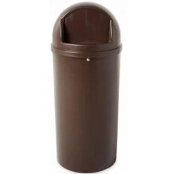 Rubbermaid Marshal 15 Gal. Round Dome Top Utility Trash Can, 36-1/2"H, Brown -Rubbermaid PI Asset 950031