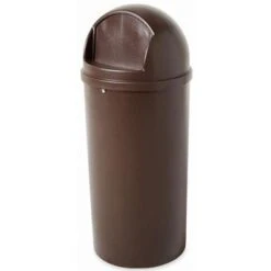 Rubbermaid Marshal 15 Gal. Round Dome Top Utility Trash Can, 36-1/2"H, Brown -Rubbermaid PI Asset 950032