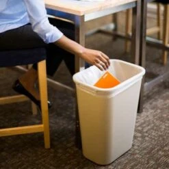 Rubbermaid 10 Gal. Rectangular Open Top Utility Trash Can, 19-7/8"H, Beige -Rubbermaid PI Asset 958426